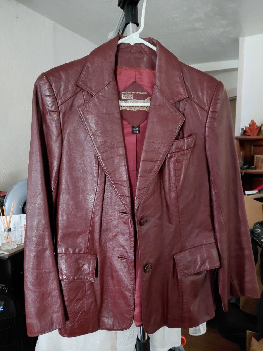 Wine/Maroon Leather Blazer
